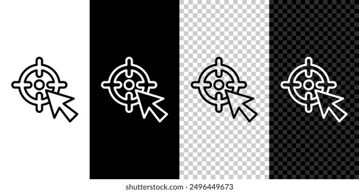 Set line Target financial goal concept icon isolated on black and white, transparent background. Symbolic goals achievement, success.  Vector
