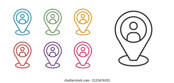 Set line Taxi client icon isolated on white background. Set icons colorful. Vector