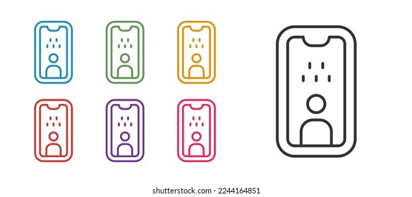 Set line Taxi driver license icon isolated on white background. Set icons colorful. Vector