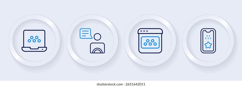 Establecer línea Taxi App móvil, conductor e icono. Vector