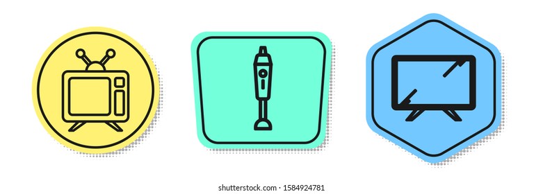 Set line Television, Blender  and Smart Tv . Colored shapes. Vector