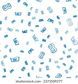 Set line Temperature wash, Sponge and  on seamless pattern. Vector