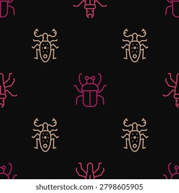 Set line Termite, Beetle deer and Stink bug on seamless pattern. Vector