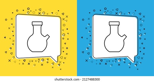 Set line Test tube and flask chemical laboratory test icon isolated on yellow and blue background. Laboratory glassware sign.  Vector