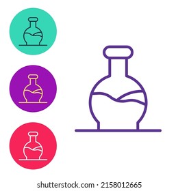 Set line Test tube and flask chemical laboratory test icon isolated on white background. Laboratory glassware sign. Set icons colorful. Vector