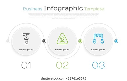 Set line Test tube and flask, Triangle warning toxic and . Business infographic template. Vector
