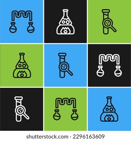 Ajuste el tubo de ensayo y el matraz de la línea y el icono de encendido. Vector