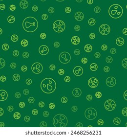 Set line Test tube and flask, Water drop and Radioactive on seamless pattern. Vector