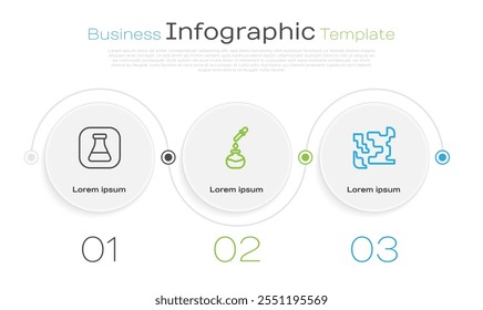 Set line Test tube and flask,  and Gaseous. Business infographic template. Vector