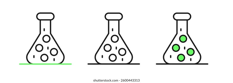 Set line Test tube and flask chemical laboratory test icon isolated on white background. Laboratory glassware sign.  Vector