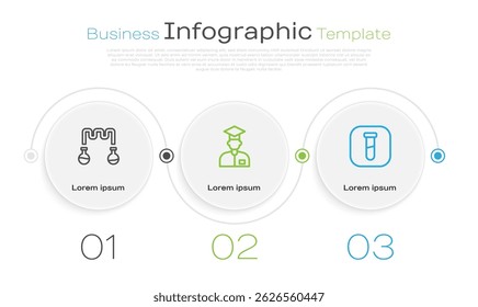 Set line Test tube and flask, Laboratory assistant and . Business infographic template. Vector