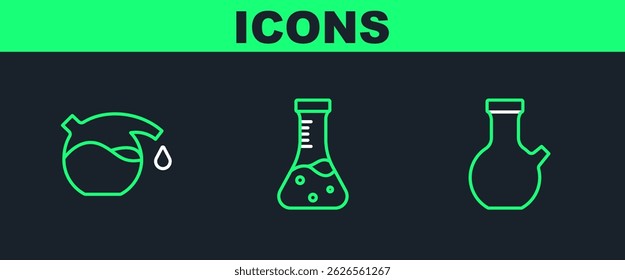 Set line Test tube,  and  icon. Vector