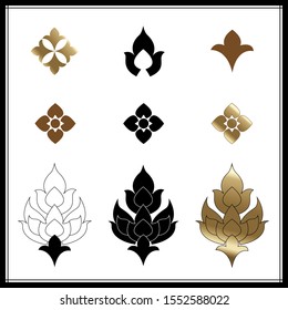 Set of Line thai Traditional Thai style pattern vector illustration,  Concept The Arts of Thailand.
