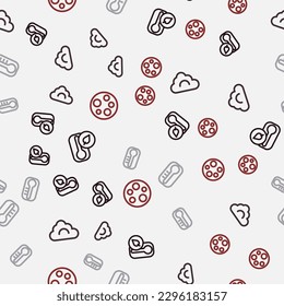 Set line Thermometer, Cloud,  and Moon on seamless pattern. Vector