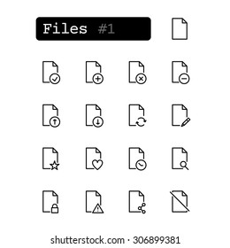Set line thin icons. Vector. Document, file.