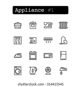 Set line thin icons. Vector. Shopping, appliance