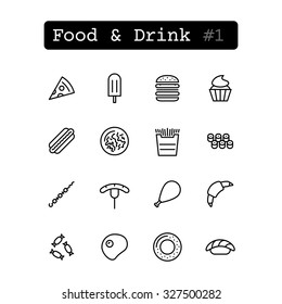 Set line thin icons. Vector. Food & Drink