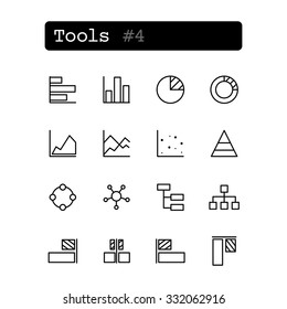 Set line thin icons. Vector. Tools editor