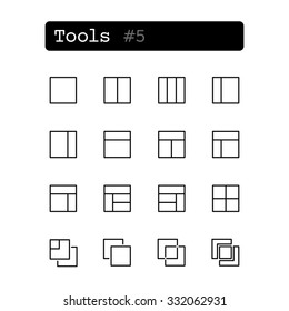 Set line thin icons. Vector. Tools editor