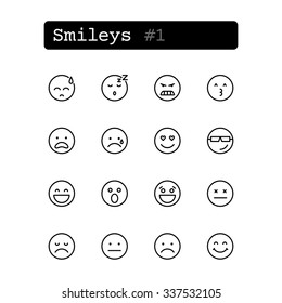 Set line thin icons. Vector. Smileys