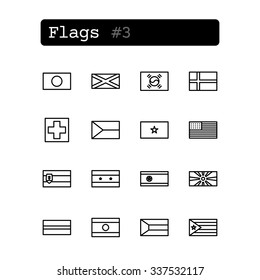 Set Line Thin Icons. Vector. Country Flags