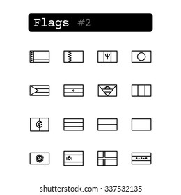 Set Line Thin Icons. Vector. Country Flags