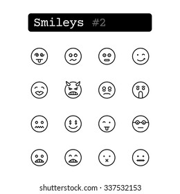 Set line thin icons. Vector. Smileys