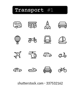 Set line thin icons. Vector. Transport