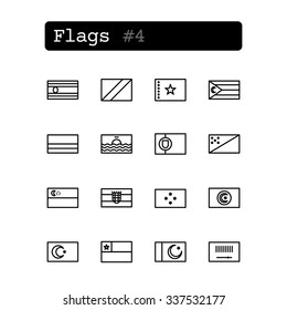 Set Line Thin Icons. Vector. Country Flags