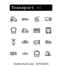 Set line thin icons. Vector. Transport