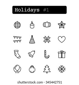 Set line thin icons. Vector. Holiday