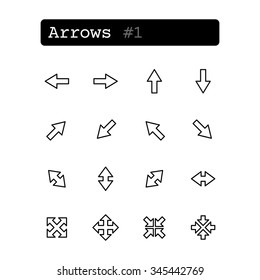 Set line thin icons. Vector. Arrow