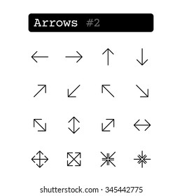 Set line thin icons. Vector. Arrow