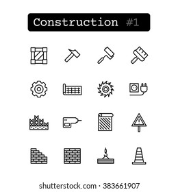 Set line thin icons. Vector. Construction, Building