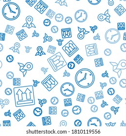 Set line This side up, Fast time delivery and Placeholder on map paper on seamless pattern. Vector