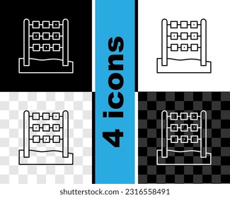 Set line Tic tac toe game icon isolated on black and white, transparent background.  Vector