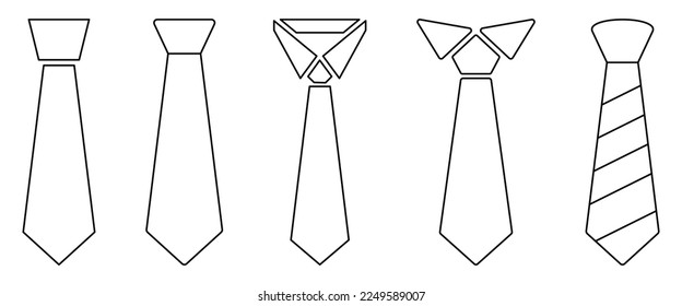 Set of line tie icons. Vector illustration isolated on white background
