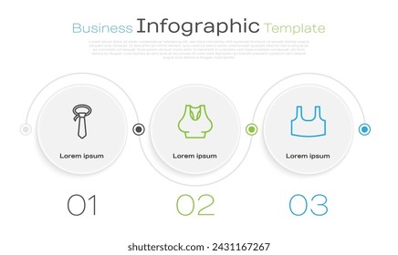 Set line Tie, Undershirt and . Business infographic template. Vector