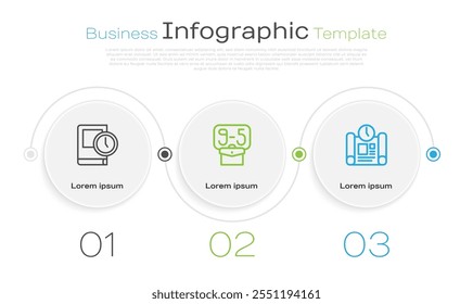 Set line Time for book, From 9 and Project time plan. Business infographic template. Vector