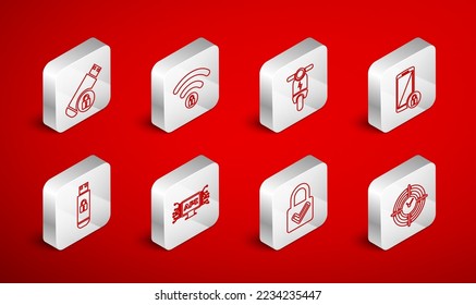 Set line Time Management, Wifi locked, Electric scooter, Smartphone with, Lock and check mark, USB flash drive, Computer api interface and  icon. Vector