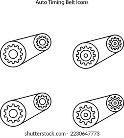 Set line Timing belt kit icon isolated on white background.
