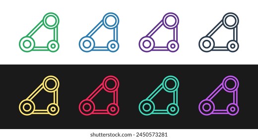 Icono de kit de correa de distribución aislado sobre fondo blanco y negro.  Vector