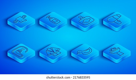 Set line Toilet paper roll, Bottle of liquid soap, Perfume, Bathrobe, Rubber duck, Hair dryer, Shower and Washbasin with water tap icon. Vector