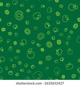 Set line Tomato, Peach fruit or nectarine and Pumpkin on seamless pattern. Vector