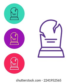 Set line Tombstone with RIP written on it icon isolated on white background. Grave icon. Happy Halloween party. Set icons colorful. Vector
