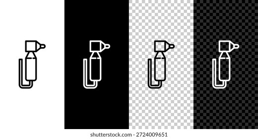 Icono del taladro del diente aislado en el fondo blanco y negro. Pieza de mano dental para herramientas de perforación y rectificado.  Vector