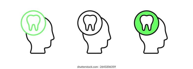 Set line Toothache icon isolated on white background.  Vector