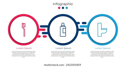 Set Linie Toothbrush, Flasche für Reinigungsmittel und Toilettenschüssel. Infografik-Vorlage für Unternehmen. Vektorgrafik