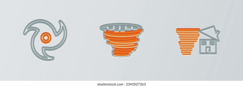 Fijar la línea Tornado y el icono. Vector