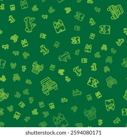 Set line Tow truck, Car and Bus on seamless pattern. Vector